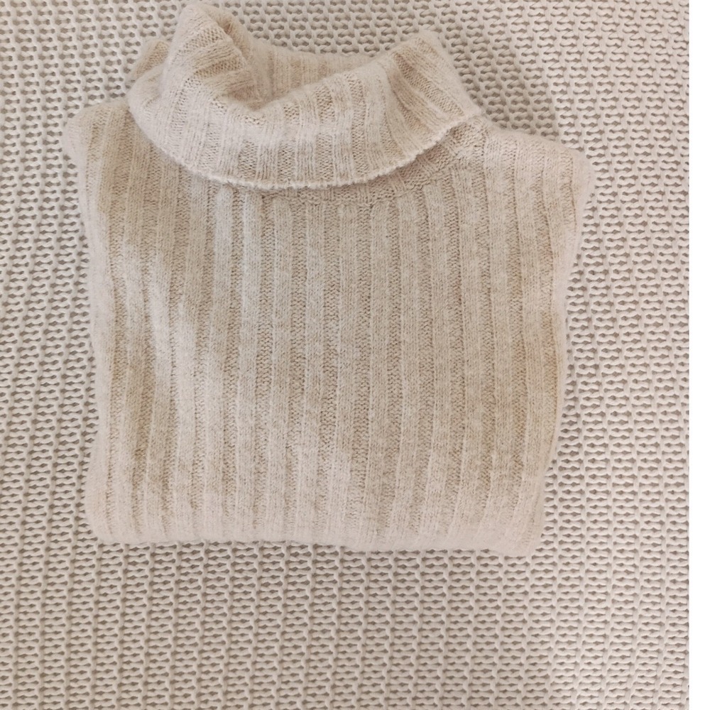 Zara NWT Cream Ribbed Cropped Turtleneck Sweater Long Sleeve Minimalist S XS - Picture 12 of 12